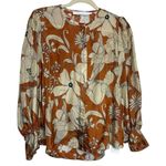 Hunter Bell  Brown Floral Silk Blouse Sz. XS Photo 0