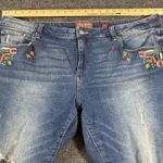 Lucky Brand Jeans Womens 18W Blue Ginger Skinny Distressed Embroidered Floral Photo 10