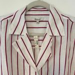 Madewell NWT Resort-Collar Shirt in Linen-Cotton In Dark Rose Stripe Size Large Photo 4