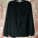Lands' End The Outfitters By  Black Ruffle Front Blouse Photo 0