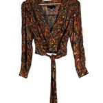 Rachel Roy Wrap Top Womens M Multicolor Paisley Tie Back Boho Festival Hippie Orange Size M Photo 0