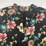 ZARA New floral high neck long elastic sleeve smocked top romper keyhole MEDIUM Photo 12
