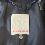 Rebecca Taylor Navy Black Wool Peacoat Faux Fur Collar Double Breasted Belt Sz 0 Photo 7