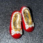 Ruby Red Dorothy Shoes Enamel w Rhinestone Vintage Pin Brooch Jewelry Photo 0
