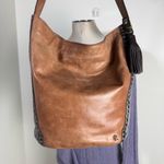 The Sak VINTAGE Elliott Lucca LEATHER w/Snakeskin Trim RARE Shoulder Bag Distressed Photo 2
