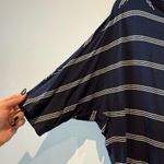 Michael Stars  navy blue with white stripes Dolman sleeve drop waist dress- Med Photo 3