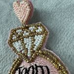 Bridal Party Beaded "Team Bride" Statement Earrings Wedding Pierced Post Pink Photo 12