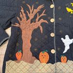 New Direction Vintage Quilted Beaded Halloween Button Up Jacket Size Medium Black Photo 3