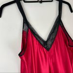 Oscar de la Renta  Red Satin Maxi Slip Dress Sz Medium Lace Mesh Sexy Photo 11