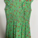 Banjanan Iris Floral Maxi Ruffle Tier Sleeveless Sheath Cotton Green Dress XS Photo 4