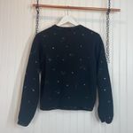 Liz Claiborne Black Lambswool Blend Beaded Open Cardigan Sweater Size S Photo 2