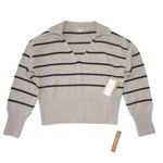 Reformation NWT Beckie in Barley Black Stripe Cashmere Collared Sweater L Photo 1
