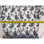 AQUA  Embroidered Crop Top Mock Neck Long‎ Sleeve Blouse White Blue XS Photo 4