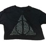 Harry Potter  Women's Cropped Top The Deathly Hallows Wizarding World Black Sz S Photo 0