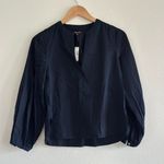 Madewell V-Neck Long-Sleeve Top in Deep Indigo, Size X-Small Photo 5