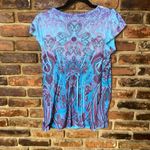 Apt. 9  Multicolored Printed Lace Henley Short Sleeve Top Women's Size Small Photo 5
