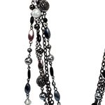 Lia Sophia Multi Strand Necklace 16" Katie Hematite Tone Freshwater Pearl Resin Photo 1