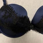 AGENT PROVOCATEUR BLUE SILK BRA BLACK LACE DETAIL Size undefined Photo 1
