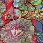 Roja Multicolored Floral Beaded Fringe Wool Skirt XL Purple Photo 5