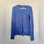 Free People  knitted blue holes soft sweater pullover size small Photo 1