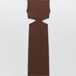 ZARA  Brown Cut Out Midi Dress Size Small Trendy Chic Evening Outfit Photo 3