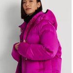 NWT LAUREN RALPH LAUREN Women's Oversized Satin Down Coat Pink Size M Photo 2