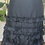 Ralph Lauren Silk Ruffle Skirt Black Size 8 Y2K Tiered Evening Party Midi Photo 0
