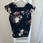 C&E Flutter Sleeve Floral Navy Blouse Size XS Photo 1