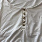 H&M Short Sleeve Ivory White Thong Bodysuit w/ Gold Button Detail Women's Medium Photo 3