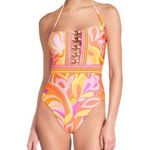 Sunshine 79 Floral Halterneck One Piece Swimsuit Orange Multi Size 12 Photo 0