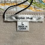 Sophie Max  size large womens color-block long sleeve semi sheer blouse tan grey Photo 4