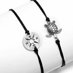 2 piece turtle and compass anklets Black Photo 2