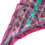 Anne Klein Long Rectangle Scarf 70" x 11" Royal Tones Floral Burgundy Signed Photo 6