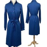 Vintage 70s Shirtdress Sears The Fashion Place Button Down Dress Paisley Blue 10 Photo 1