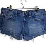 Paris Blues Blue denim micro mini shorts with frayed hem #denimshorts Photo 4