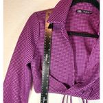 ZARA Purple Black Houndstooth Cropped Tie Front Long Sleeve Top S Photo 5