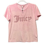 Juicy Couture Pink Velour Rhinestone Sleep Top Pajama Shirt Lounge Tee L Photo 0