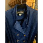 Vintage 80's Sansâge blue gold suede dress puffy sleeves double breasted size S Photo 9