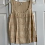 J.Crew Silk sleeveless tank top blouse Champagne pink nude gold fringe Size 0 Photo 5