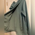 LOGO By Lori Goldstein Logo Lounge By Lori Goldstein Green Zip Up Mixed Media Hooded Sweatshirt Size L Photo 3