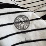 SO  Women's White Black Stripe Short Sleeve V-Neck T-Shirt Tee Bodysuit Size L Photo 5