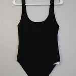 Reformation  Black Ribbed Scoop Neck Tank Bodysuit Photo 1