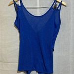 Naked Zebra Sheer Blue Asymmetrical Hem Tank Top | Size Small Photo 0