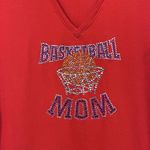 Basketball Mom Women's Shirt Medium Red Bling Rhinestone Cap Sleeve‎ Sports READ Photo 1