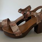 Celia Women's Platform Block Heels Brown Python Retro Sandals Animal Print 10 Photo 2