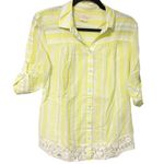 Anthropologie  Edme & Esyllte Size 4 Yellow Neon Stripes Button Down Shirt Photo 1