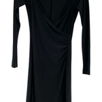 Norma Kamali  Black Long Sleeve Faux Wrap Mini Dress Womens XS Jersey Bodycon Photo 0