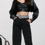 Nasty Gal Collection Take The Lead Faux Leather Crop Top 8 Black Photo 0