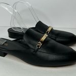 Michael Kors Black Leather Nadia Flat Mules loafers 10 slip on Photo 9