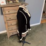 CAbi Adorn #4103 Black and Cream ruffle ribbed cotton pullover sweater Photo 4